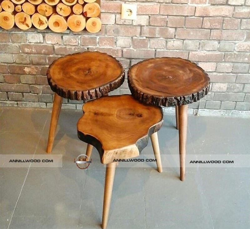 میز کنار سالنی چوبی روستیک